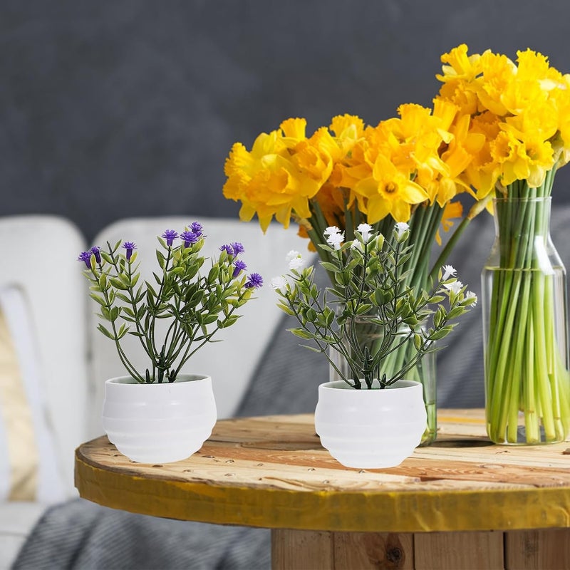 ABOOFAN 4pcs Small Fake Flowers Plants Mini Artificial Potted Plants for Table Desk Home Bathroom Office Decor - Image 4