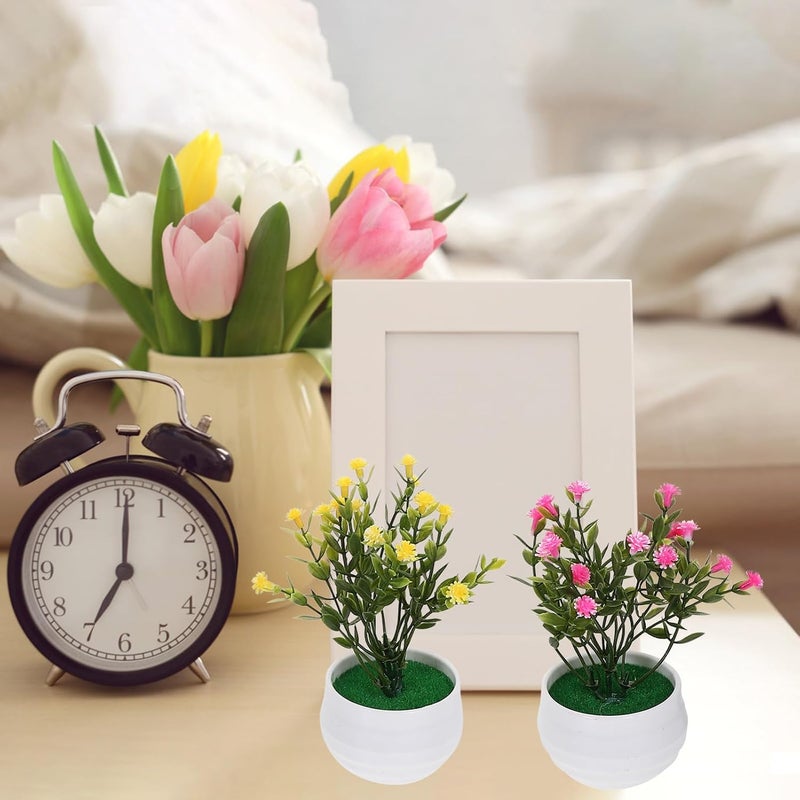 ABOOFAN 4pcs Small Fake Flowers Plants Mini Artificial Potted Plants for Table Desk Home Bathroom Office Decor - Image 3
