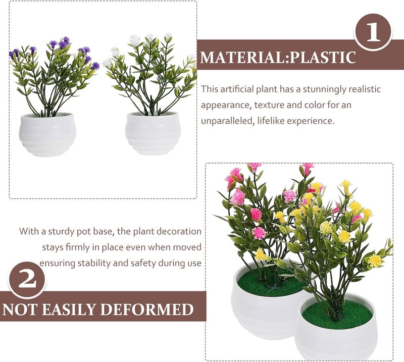 ABOOFAN 4pcs Small Fake Flowers Plants Mini Artificial Potted Plants for Table Desk Home Bathroom Office Decor - Image 5