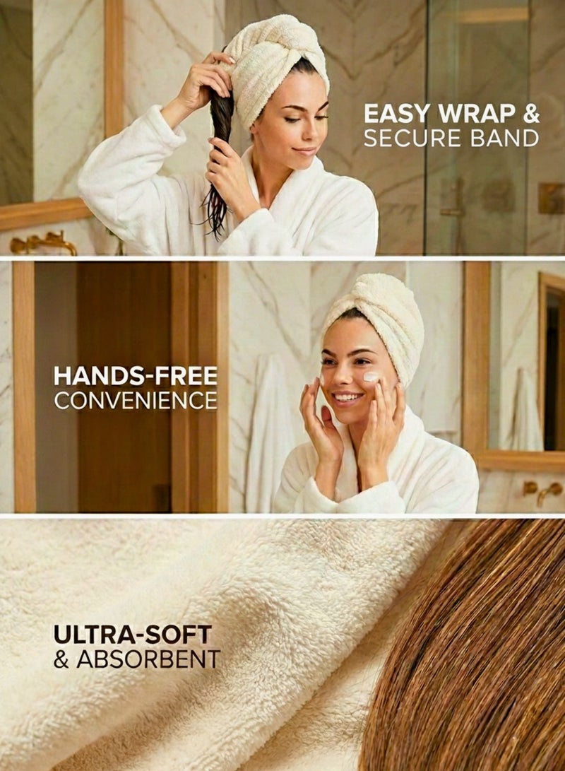 1Chase 100% Cotton Terry Hair Towel Wrap , Yellow - Image 4