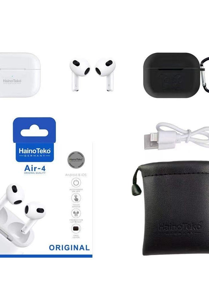 Haino Teko Haino Teko Air4 True Wireless Bluetooth Earbuds with High Bass Sound Touch Control Noise Cancelling Auto On/Off Long Battery Life Compatible with iPhone and Android Lightweight Sports Earphones with Charging Case  Portable Wireless Earphones for Music Calls Workout  - Image 1