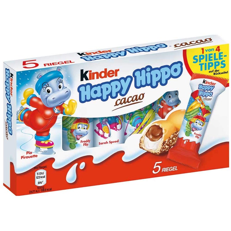 Ferrero Kinder Happy Hippo Cocoa Cream Wafer Bars Hazelnut Filling 5 Pack - Image 3