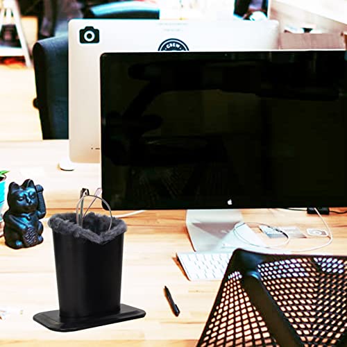 Baitaihem Pack of 2 Plush Lined Eyeglasses Holder Stand Protective Glasses Case For Desks Or Nightstands(Black and Gray) - Image 5