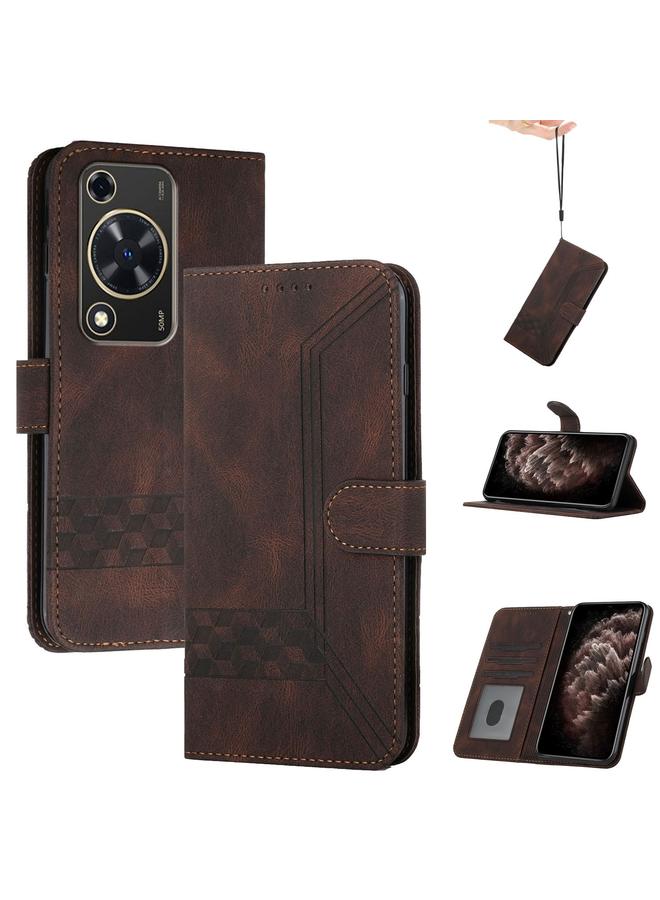 اس-توب جراب لهاتف Huawei Enjoy 70 Cubic Skin Feel Flip Leather Phone Case - Image 1