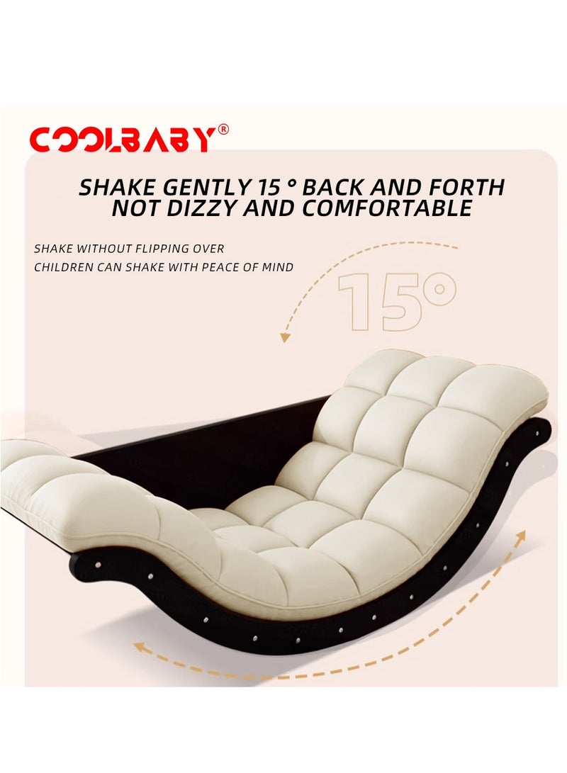 كول بيبي CoolBaby Outdoor Rocking Chair, Moon Shaped Rocking Chair, Indoor Sofa Chair for Bedroom, Living Room, Porch, Garden, Lawn - Beige - Image 2