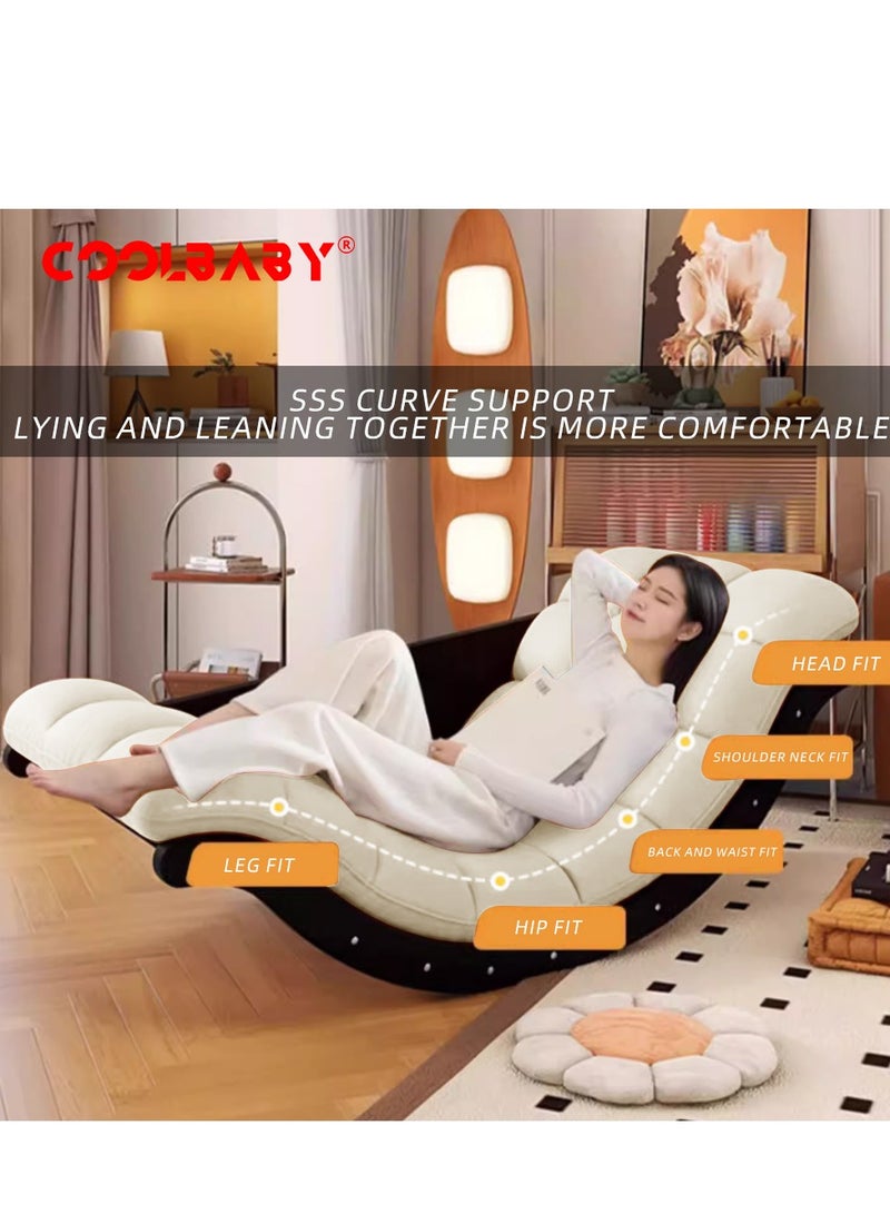 كول بيبي CoolBaby Outdoor Rocking Chair, Moon Shaped Rocking Chair, Indoor Sofa Chair for Bedroom, Living Room, Porch, Garden, Lawn - Beige - Image 3