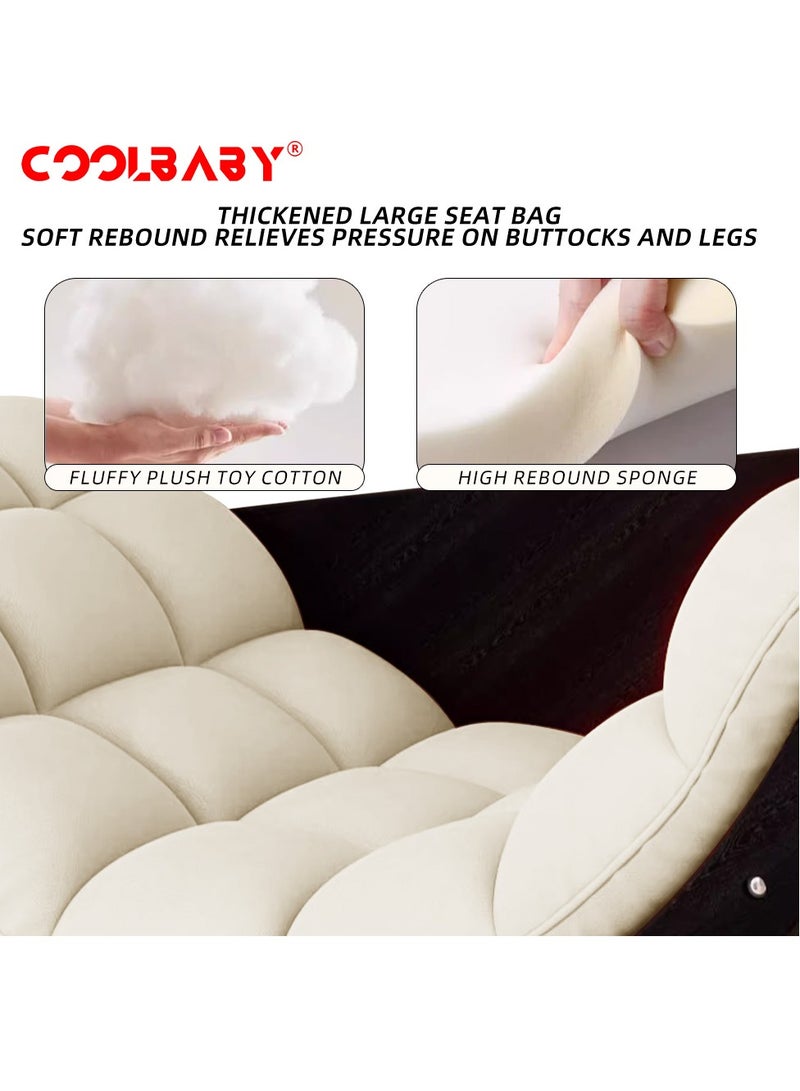 كول بيبي CoolBaby Outdoor Rocking Chair, Moon Shaped Rocking Chair, Indoor Sofa Chair for Bedroom, Living Room, Porch, Garden, Lawn - Beige - Image 5