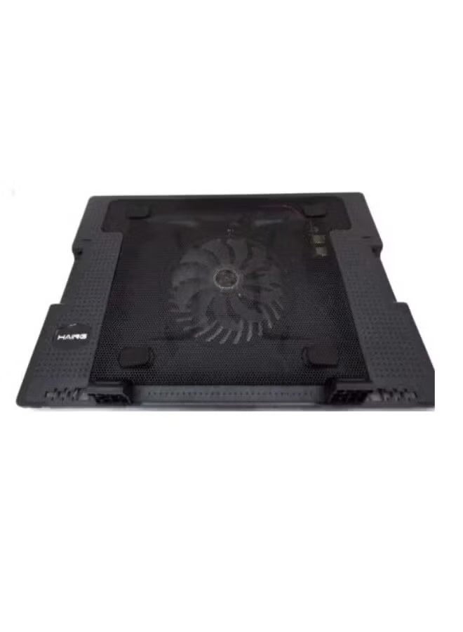 Haing N18 Adjustable Foldable Laptop Cooling Pad, 2 USB Port, Stand For Laptop / Notebook / MacBook, With LED Light, Black | 110105-1-BLK - Image 2