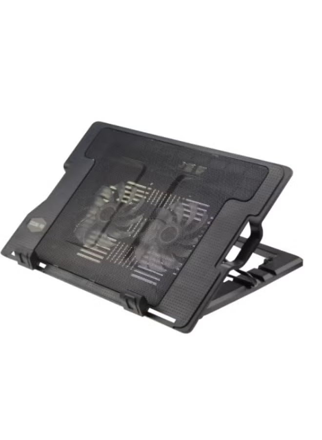Haing N18 Adjustable Foldable Laptop Cooling Pad, 2 USB Port, Stand For Laptop / Notebook / MacBook, With LED Light, Black | 110105-1-BLK - Image 4