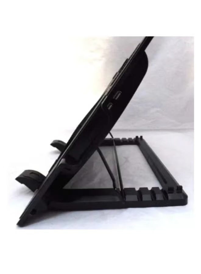 Haing N18 Adjustable Foldable Laptop Cooling Pad, 2 USB Port, Stand For Laptop / Notebook / MacBook, With LED Light, Black | 110105-1-BLK - Image 3