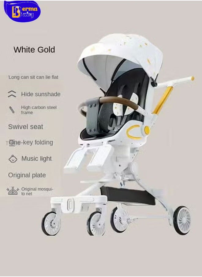 Berma Baby - Stroller for Toddlers, Lightweight Baby Pushchair with Reversible Seat and Adjustable Backrest, Compact Stroller with Adjustable Handles,Shade Cloth,Detachable Dining Plate and Safety Belt (Black) - Image 1