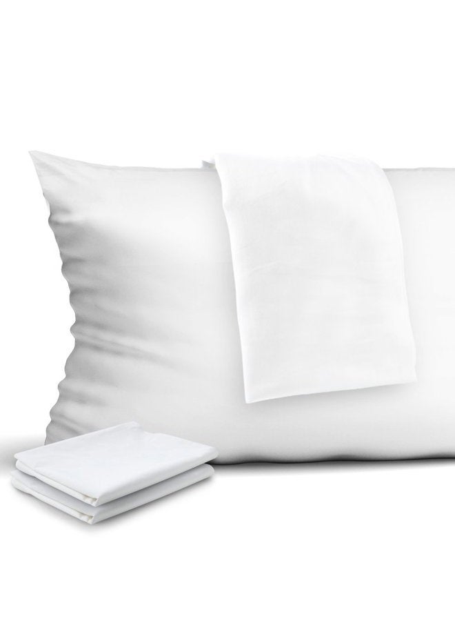 CAROMIO 4-Pack Zippered Pillow Protectors, Premium 400 Thread Count 100% Egyptian Cotton White Zippered Pillowcases Pillow Covers, Queen - Image 1