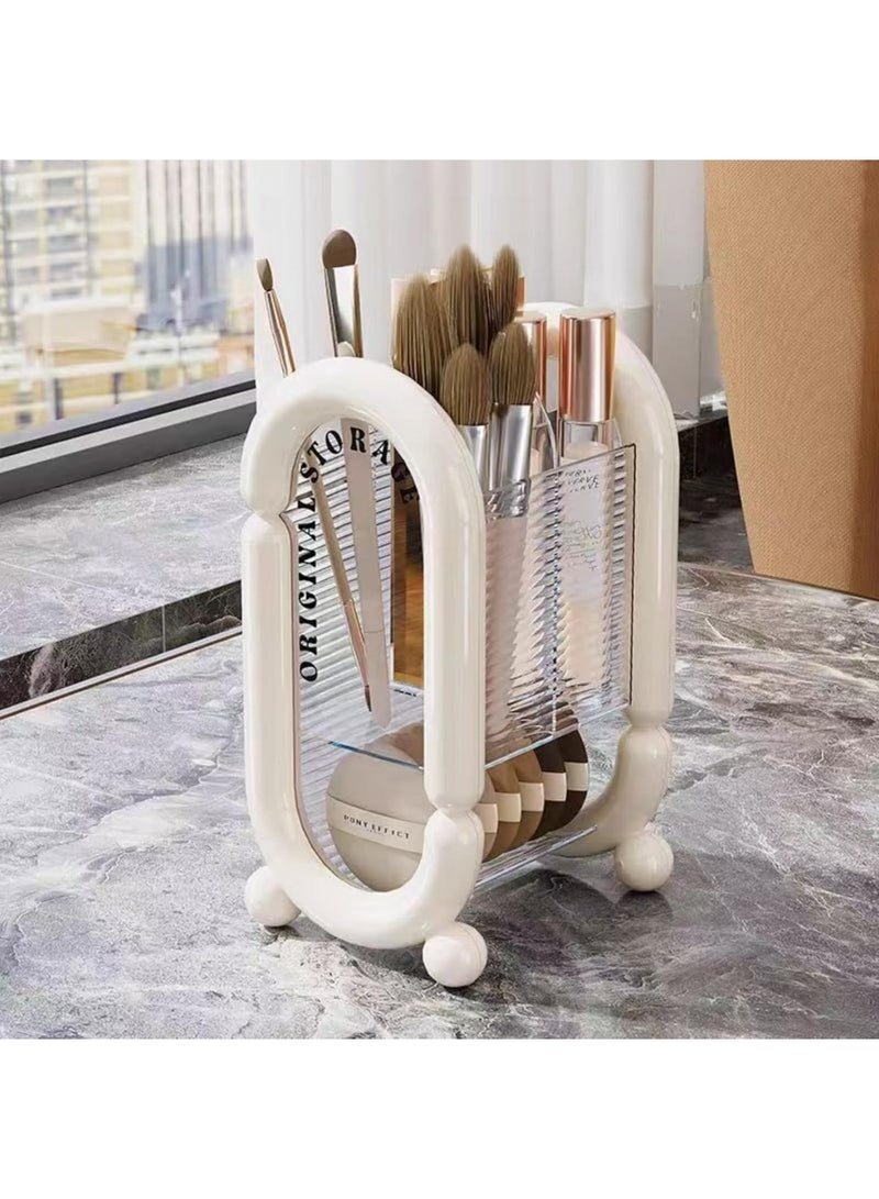 Arabest Makeup Brush Holder Cosmetic Tool Storage Makeup Brush Organizer for Powder Puff Brush Eyeliner Bathroom Counter Dresser Bedroom Storage (Black) - Image 1