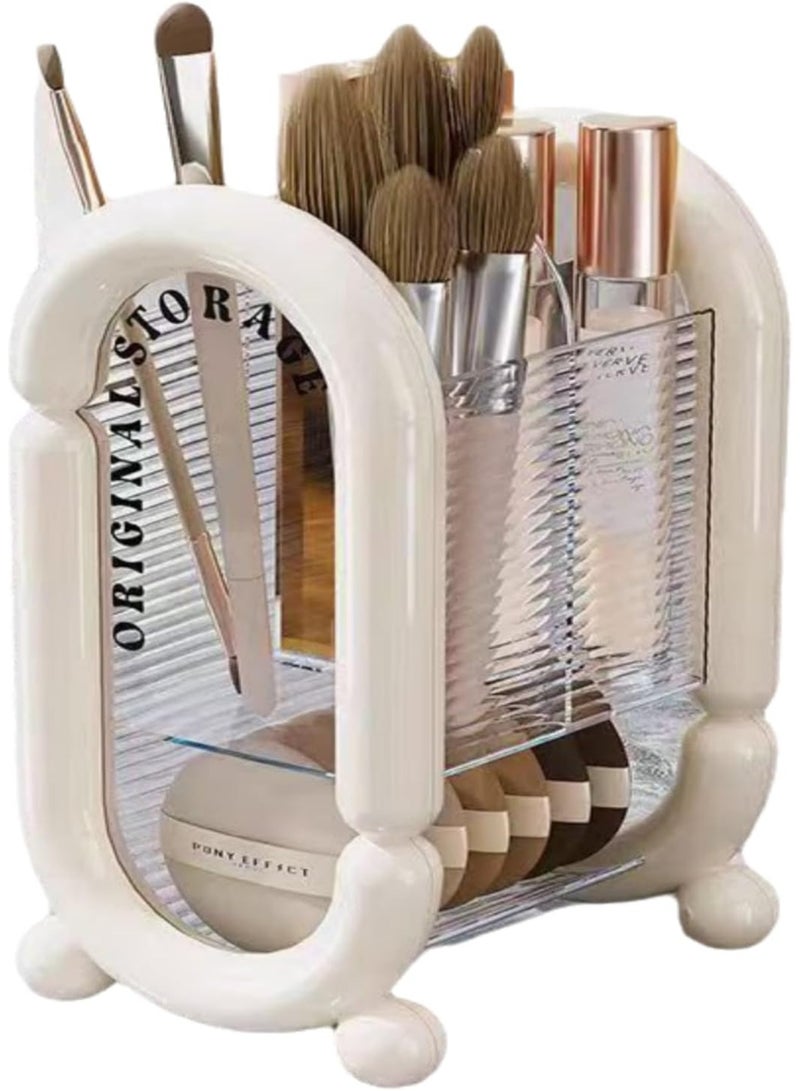 Arabest Makeup Brush Holder Cosmetic Tool Storage Makeup Brush Organizer for Powder Puff Brush Eyeliner Bathroom Counter Dresser Bedroom Storage (Black) - Image 2