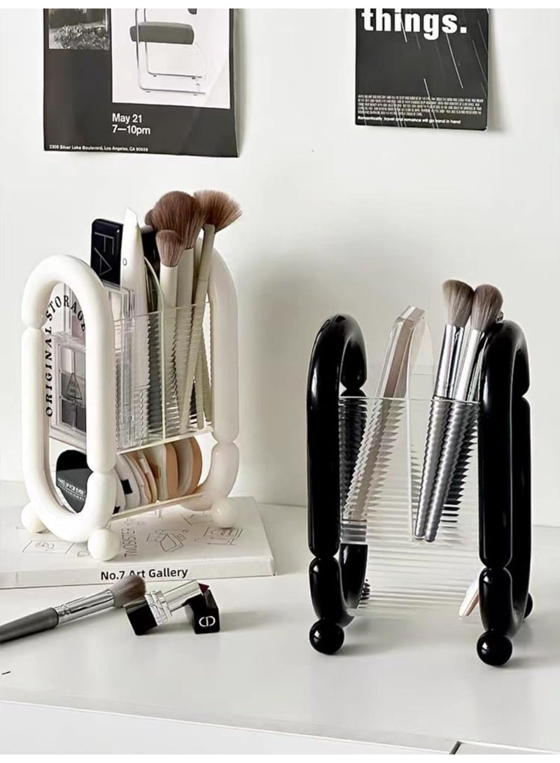 Arabest Makeup Brush Holder Cosmetic Tool Storage Makeup Brush Organizer for Powder Puff Brush Eyeliner Bathroom Counter Dresser Bedroom Storage (Black) - Image 5