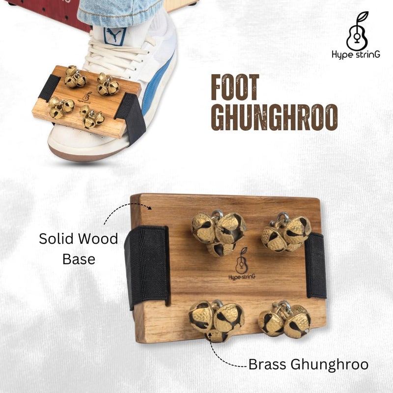 Hype String Ghungroo With Wooden Base and Brass Ghungroo || Perfect for Cajon, Guitar or Other Instruments Players - Image 4