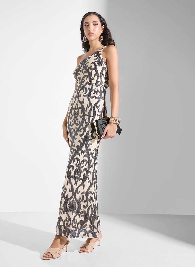 Ginger Patterned One-Shoulder Dress  - Image 4