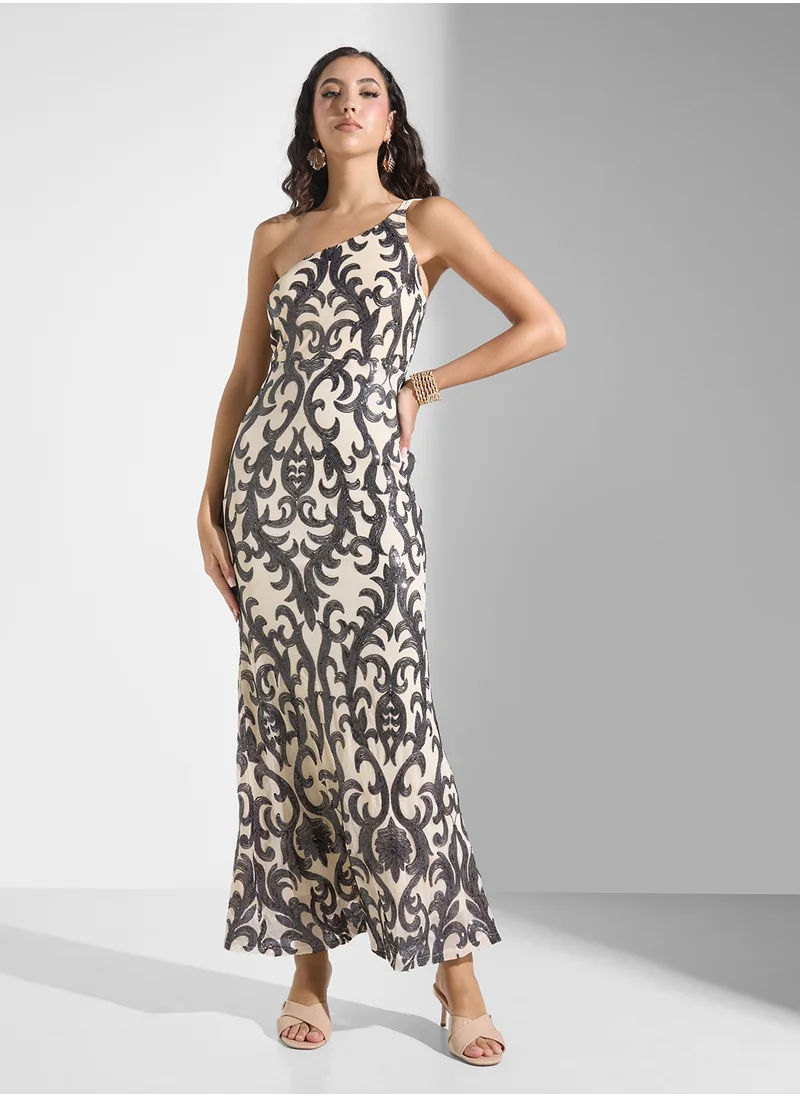 Ginger One Shoulder Monochrome Dress
