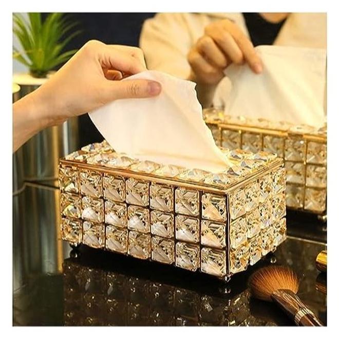 سبيس شوب علبة مناديل كريستالية حامل ورق صناعي لديكور المنزل شفاف - Image 1