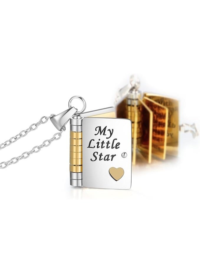 قلادة ميدالية "لابنتي" من الأب والأم، قلادة معلقة منقوشة بـ 6 صفحات، هدية مجوهرات من الفولاذ المقاوم للصدأ لعيد الميلاد والتخرج والمناسبات الخاصة. - Image 1