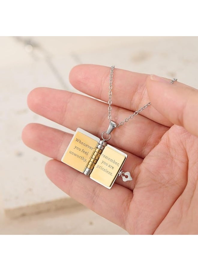 قلادة ميدالية "لابنتي" من الأب والأم، قلادة معلقة منقوشة بـ 6 صفحات، هدية مجوهرات من الفولاذ المقاوم للصدأ لعيد الميلاد والتخرج والمناسبات الخاصة. - Image 4