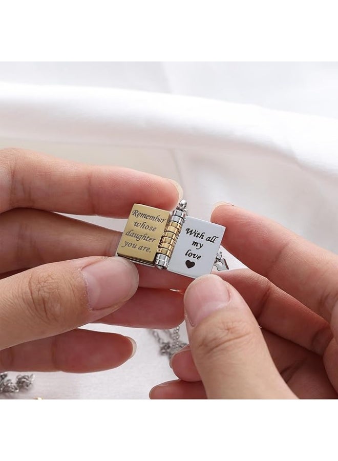 قلادة ميدالية "لابنتي" من الأب والأم، قلادة معلقة منقوشة بـ 6 صفحات، هدية مجوهرات من الفولاذ المقاوم للصدأ لعيد الميلاد والتخرج والمناسبات الخاصة. - Image 2