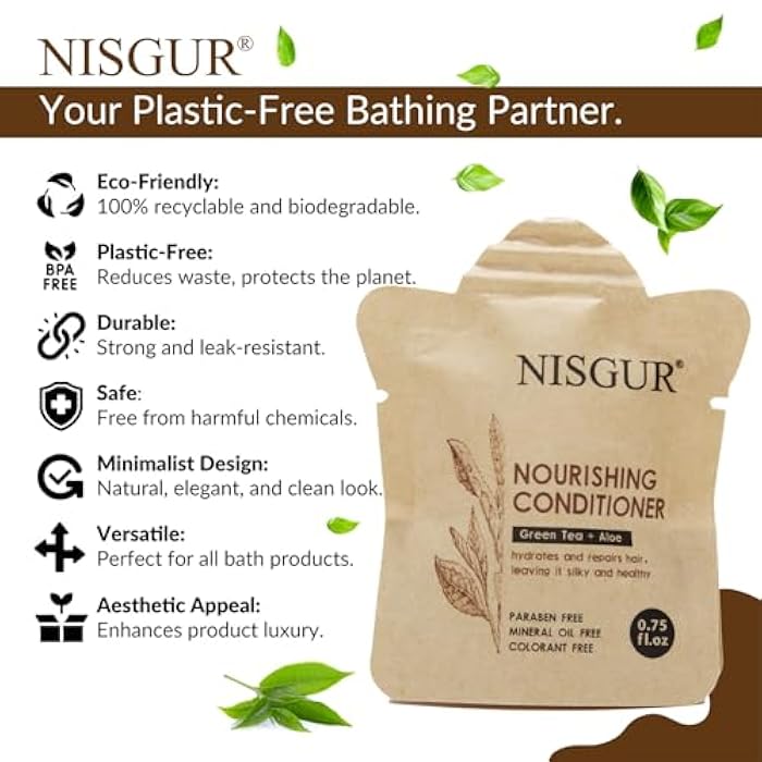 Conditioner Bulk 0.75 oz 200 Pack No PlasticHotel Conditioner Paper Pouch Travel Size Aloe and Green Tea Extract Infused - Image 3