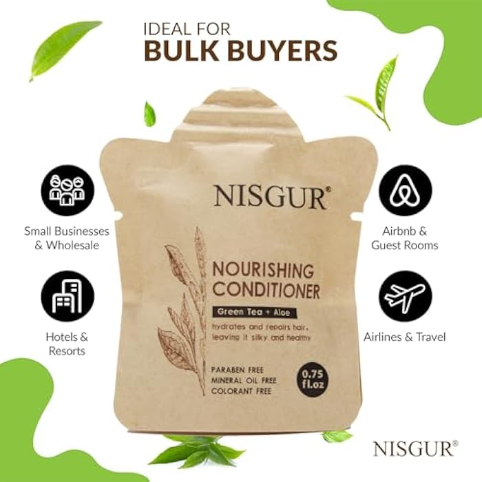 Conditioner Bulk 0.75 oz 200 Pack No PlasticHotel Conditioner Paper Pouch Travel Size Aloe and Green Tea Extract Infused - Image 4