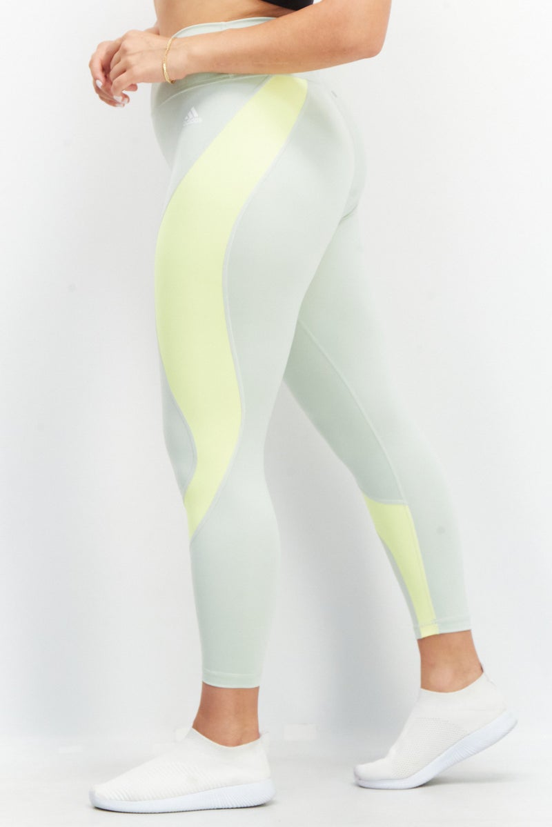 Adidas Women Tight Fit Essential Training 7/8 Leggings, Light Green Combo - Image 3
