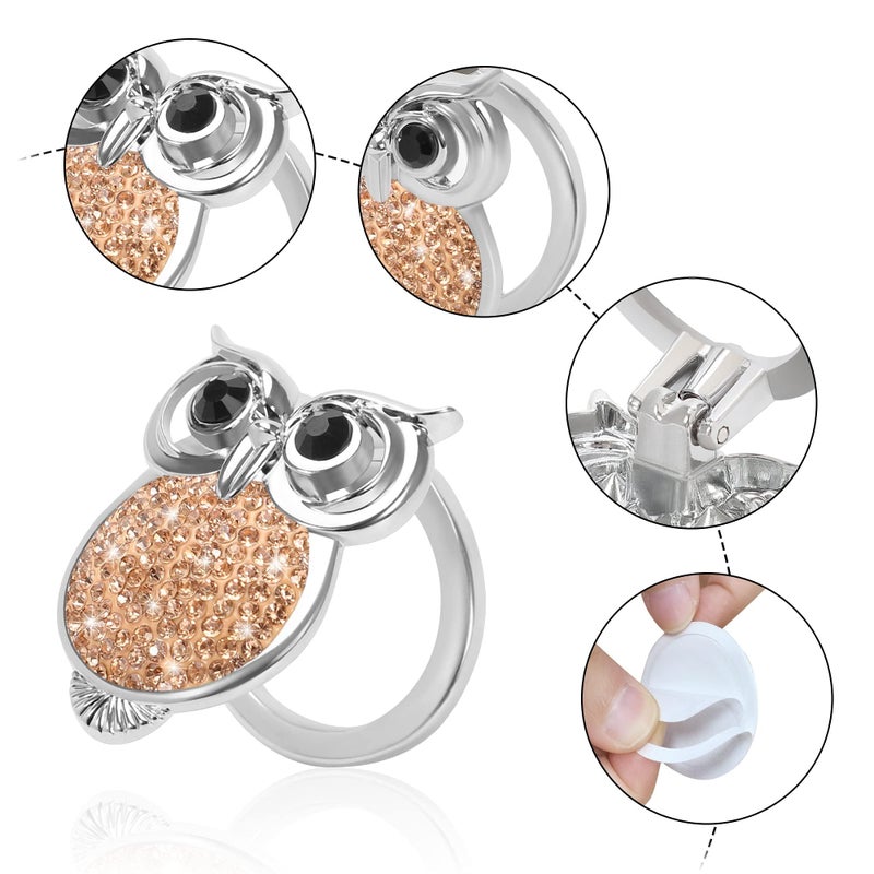 Push Start Button Cover, Bling Crystal Engine Start Stop Button Cover, Car Accessories for Owl Interior Decoration Rhinestone Sticker - Image 3