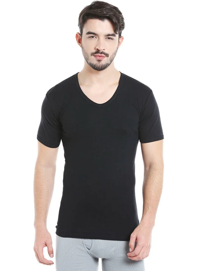 BYC MEN'S U-NECK COTTON UNDERSHIRT (PACK OF 3) - BLACK