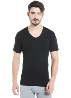 BYC MEN'S U-NECK COTTON UNDERSHIRT (PACK OF 3) - BLACK  - Image 3