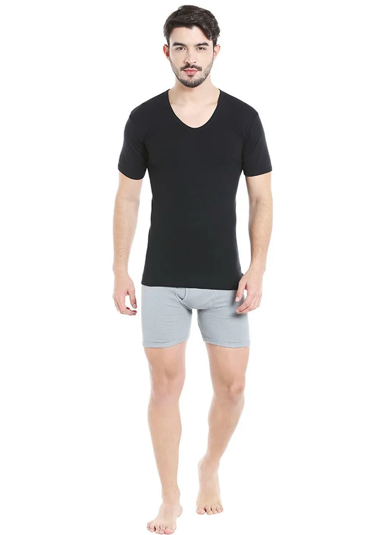 BYC MEN'S U-NECK COTTON UNDERSHIRT (PACK OF 3) - BLACK