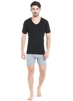 BYC MEN'S U-NECK COTTON UNDERSHIRT (PACK OF 3) - BLACK  - Image 2