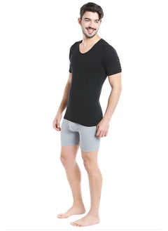 BYC MEN'S U-NECK COTTON UNDERSHIRT (PACK OF 3) - BLACK  - Image 4