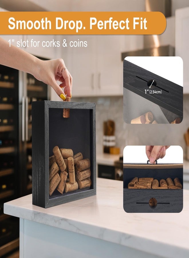 هاوس داي صندوق سفر HOUSE DAY 8x8 مع فتحة، صناديق أرشيفية علوية لحفظ الذكريات، إطار سفر Life in A Box للصور والمقتنيات وبطاقات الرياضة وسدادات زجاجات النبيذ، أسود - Image 4