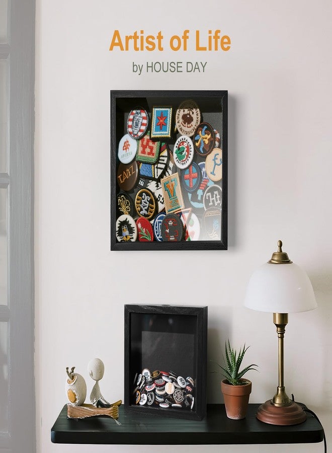 هاوس داي صندوق سفر HOUSE DAY 8x8 مع فتحة، صناديق أرشيفية علوية لحفظ الذكريات، إطار سفر Life in A Box للصور والمقتنيات وبطاقات الرياضة وسدادات زجاجات النبيذ، أسود - Image 2