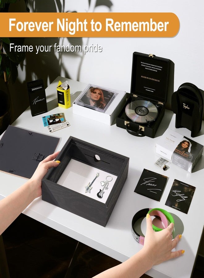 هاوس داي صندوق سفر HOUSE DAY 8x8 مع فتحة، صناديق أرشيفية علوية لحفظ الذكريات، إطار سفر Life in A Box للصور والمقتنيات وبطاقات الرياضة وسدادات زجاجات النبيذ، أسود - Image 3