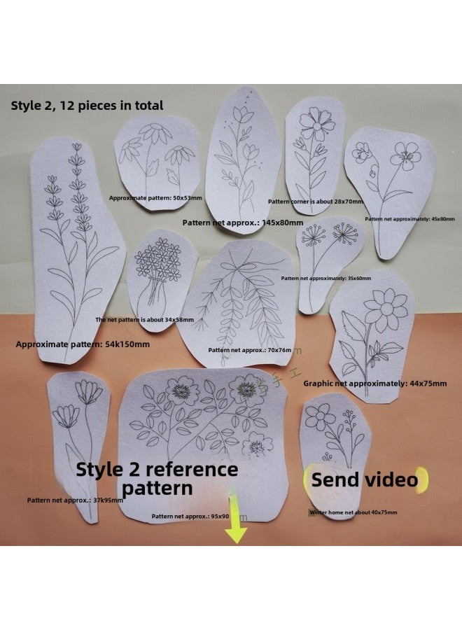 Clothes Embroidery Sticker Hand Embroidery Clothes Sweater Belt Figure Water Soluble DIY Material T-shirt Jeans Embroidered Back Adhesive Sticker-Color:Style 3 Leisurely Smile 11 Patterns (excluding Lines)  - Image 3