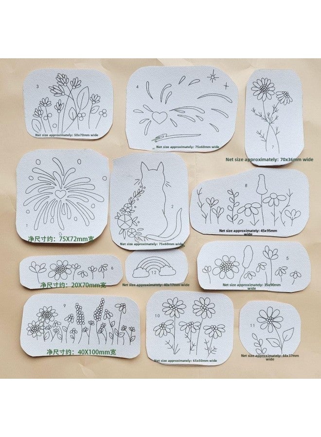 Clothes Embroidery Sticker Hand Embroidery Clothes Sweater Belt Figure Water Soluble DIY Material T-shirt Jeans Embroidered Back Adhesive Sticker-Color:Style 3 Leisurely Smile 11 Patterns (excluding Lines)  - Image 1