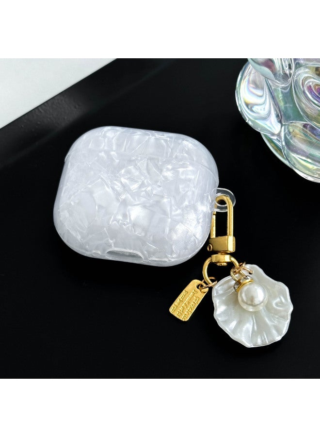 Imd Shell Tpu Soft Shell Apple Pro2 Pearl Pendant For AirPods4 Earphone Protective Cover-Color:White Shell Pattern + Shell Pendant-Model:Airpods 4 (Style 2024)  - Image 1