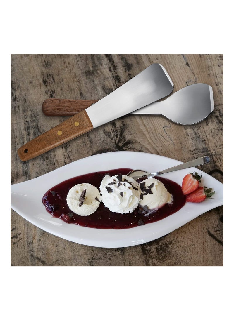 Generic - Ice Cream Shovel, Ice Cream Scoop, 2 PCS Stainless Steel Ice Cream Shovel, with Wooden Handle, Dessert Spade, Butter Cutter, Flat Ice Cream Metal Spade, for Dining Kitchen Utensil, Home Commercial - Image 1