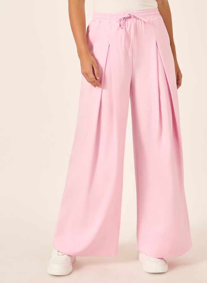 Styli Solid Inverted Pleated Wide Leg Pants - Image 2