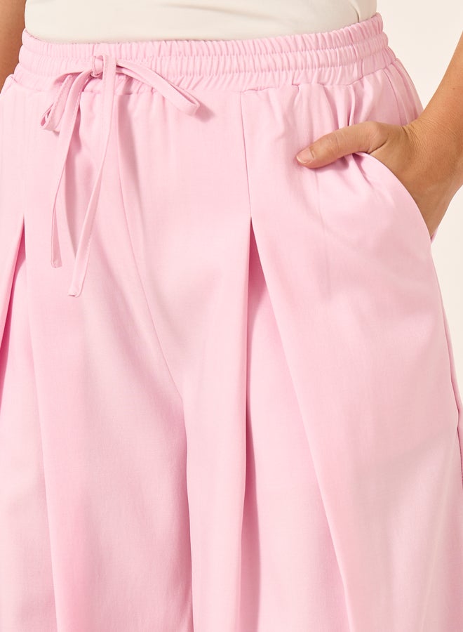 Styli Solid Inverted Pleated Wide Leg Pants - Image 3
