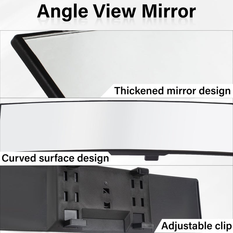 ecocstm Rear View Mirror, Universal 11.4 Inch Interior Clip On Panoramic Convex Mirrors for Car Accessories, HD Anti Glare Wide Angle and Reduce Blind Spot, Extended Rear View Mirror for Cars, SUVs, Trucks - Image 5