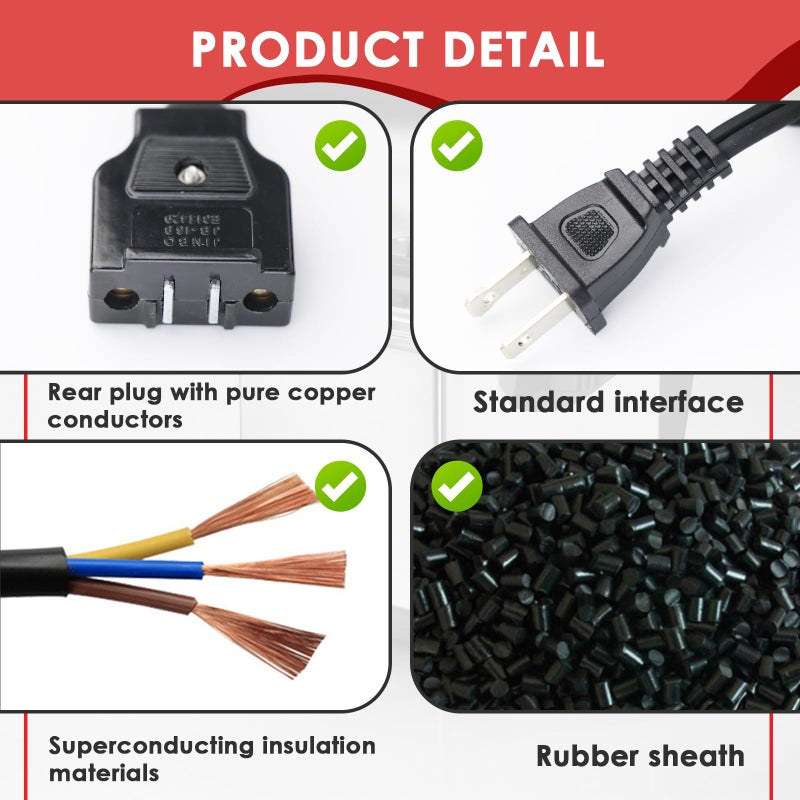 FixlyFido 028372 Deep Fryer Breakaway Power Cord for Waring DF175 DF250 DF280 TF200 Cord Replacement - Deep Fryer Parts & Accessories (Interface Size: 1.6 * 0.7 Inch) - Image 4