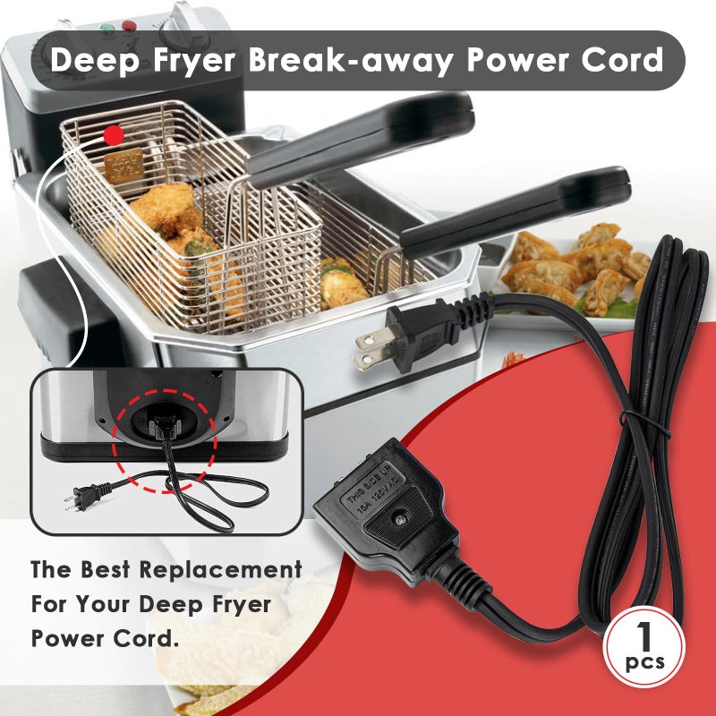 FixlyFido 028372 Deep Fryer Breakaway Power Cord for Waring DF175 DF250 DF280 TF200 Cord Replacement - Deep Fryer Parts & Accessories (Interface Size: 1.6 * 0.7 Inch) - Image 2