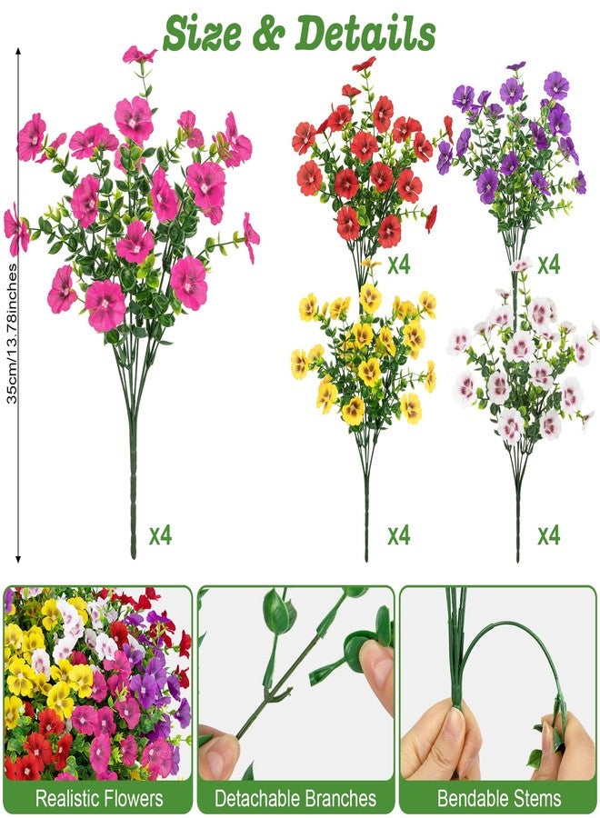 Roberly 20 Bundles Artificial Flowers for Outdoors, Fake Silk Flowers with Plastic Eucalyptus Greenery Stems Realistic Faux Plants for Spring Summer Porch Patio Yard Garden Home Decor, Mixed Color - Image 2