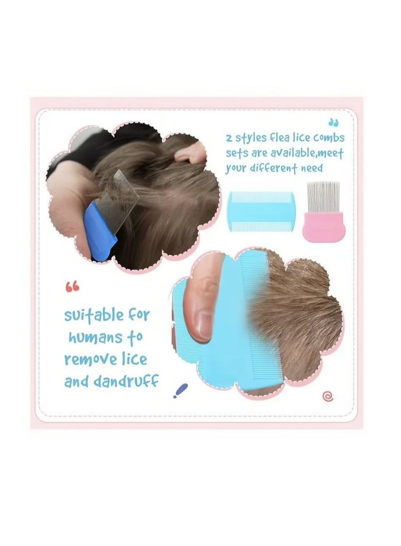 8 Pieces Flea Lice Combs Double Sided Lice and Nit Removal Hair Grooming Plastic and Metal Comb for Humans Pets(4 x 2 Inch, 2.24 x 2.24 Inch，Purple，Red, Yellow，Green, Green, Light Blue, Red, Blue, White ) - Image 2