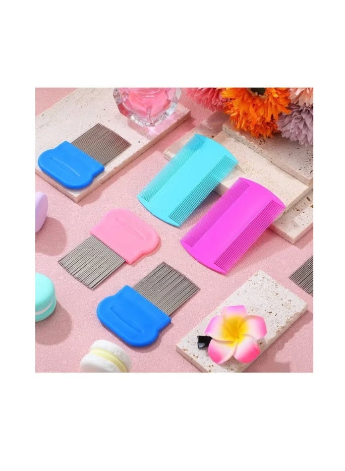 8 Pieces Flea Lice Combs Double Sided Lice and Nit Removal Hair Grooming Plastic and Metal Comb for Humans Pets(4 x 2 Inch, 2.24 x 2.24 Inch，Purple，Red, Yellow，Green, Green, Light Blue, Red, Blue, White ) - Image 3